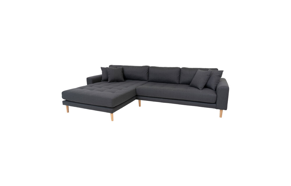 Lido Lounge Bank - Bank links gericht in donkergrijs fluweel HN1002