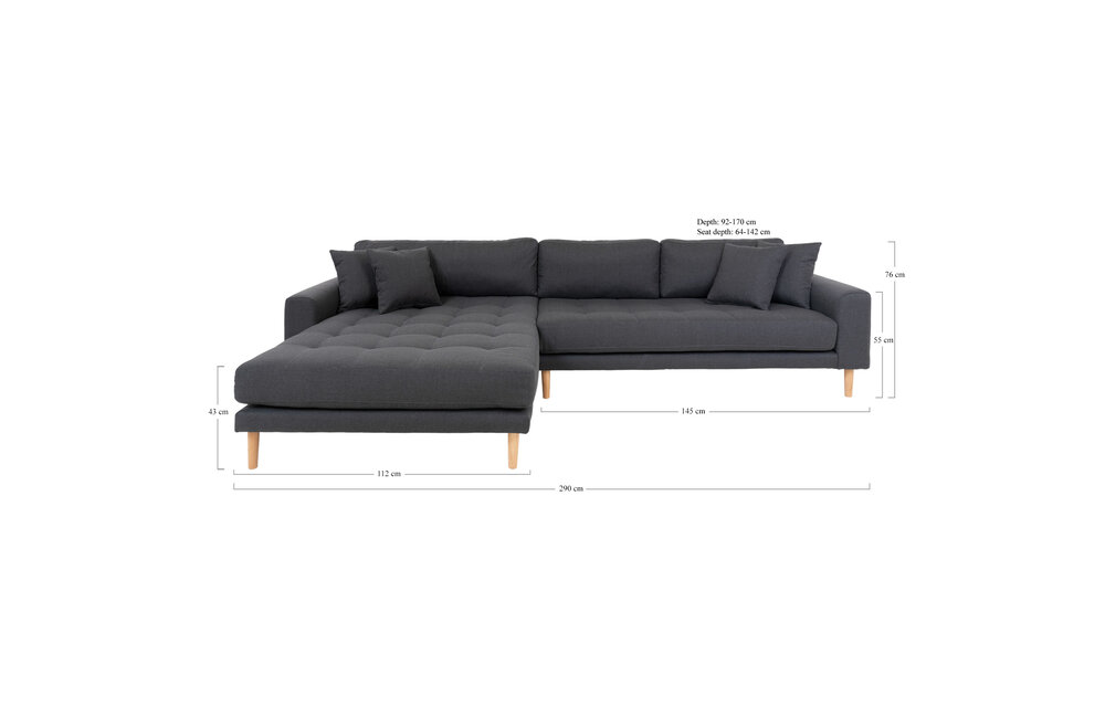 Lido Lounge Bank - Bank links gericht in donkergrijs fluweel HN1002