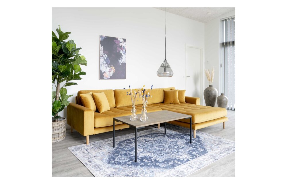 Lido Lounge Bank - Bank rechts gericht in mosterdgeel fluweel HN1004