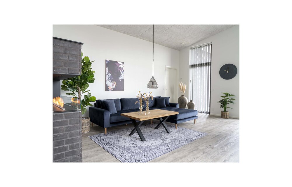 Lido Lounge Bank - Bank rechts gericht in donkerblauw fluweel HN1005