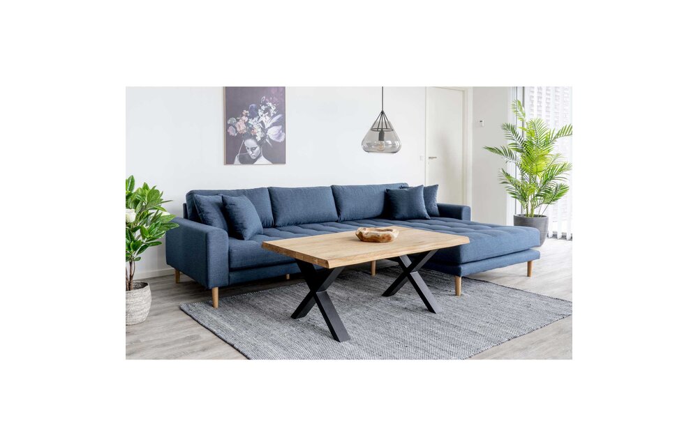 Lido Lounge Bank - Bank rechts gericht in blauw fluweel HN1003