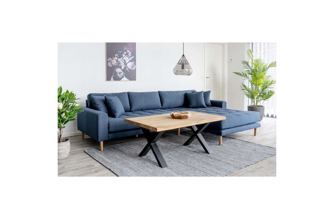 Lido Lounge Bank - Bank rechts gericht in blauw fluweel HN1003