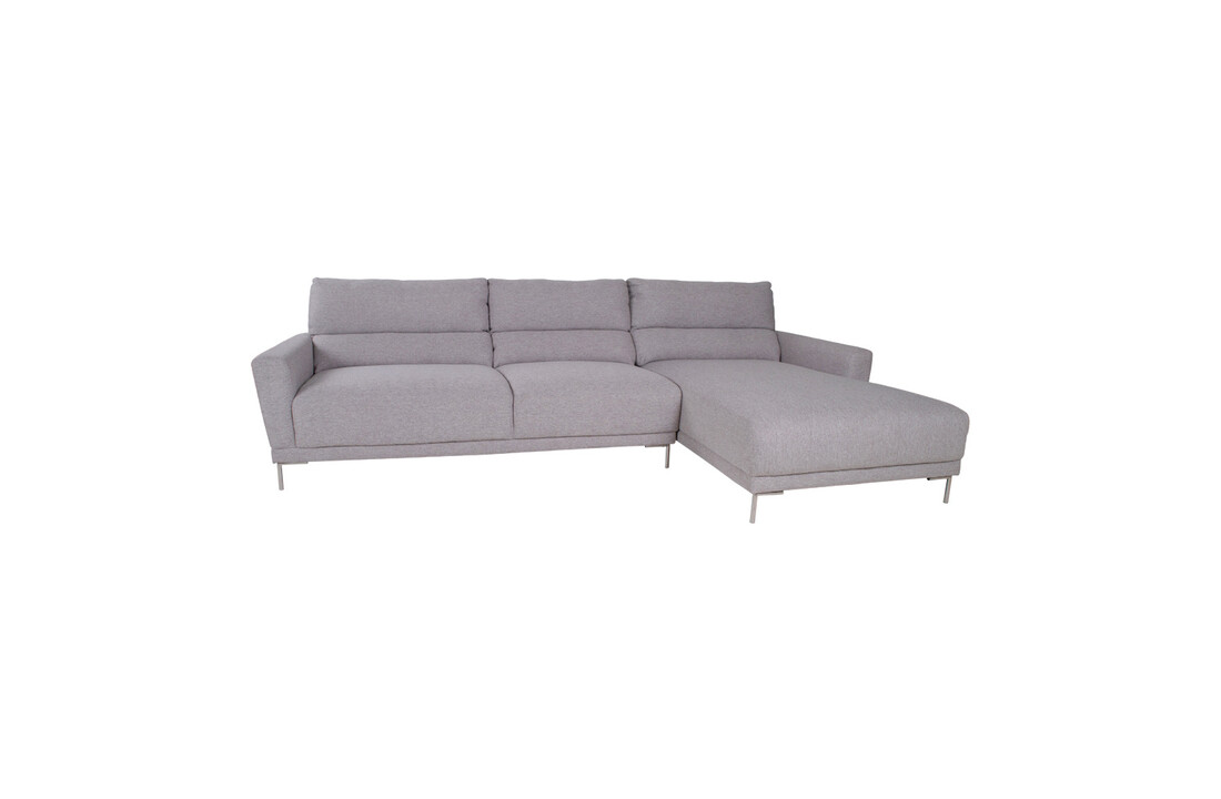 Moderne lounge bank rechts gericht in lichtgrijs "Ascoli" - L277xB99-165xH86 CM
