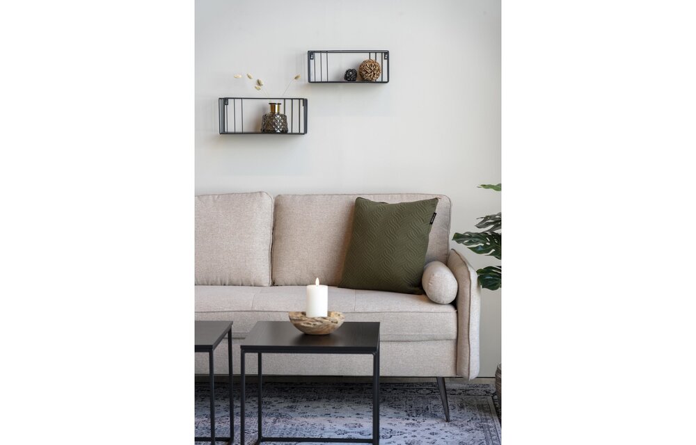 Imola 2,5 Zitsbank - 2,5 Zitsbank in beige met zwarte metalen poten