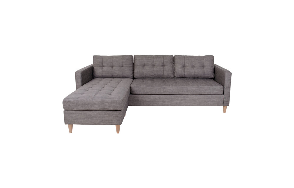 Marino Lounge Bank - Bank in lichtgrijs 151/83x219xH80 cm