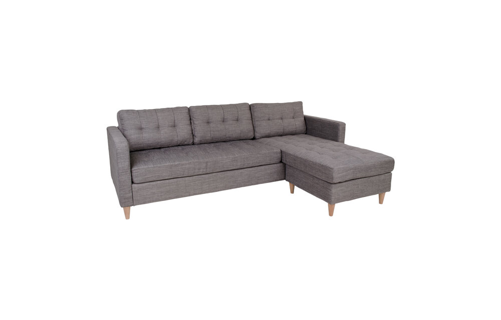 Marino Lounge Bank - Bank in lichtgrijs 151/83x219xH80 cm