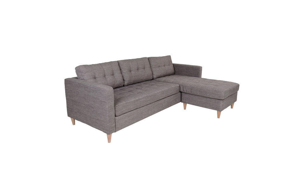 Marino Lounge Bank - Bank in lichtgrijs 151/83x219xH80 cm