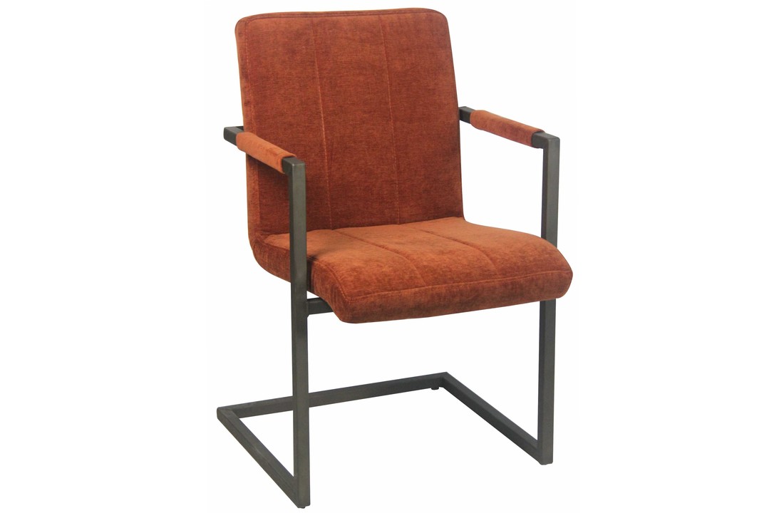 Industriële oranje ''Brandon'' stof cognac Eetkamerstoel - B54xD61xH85