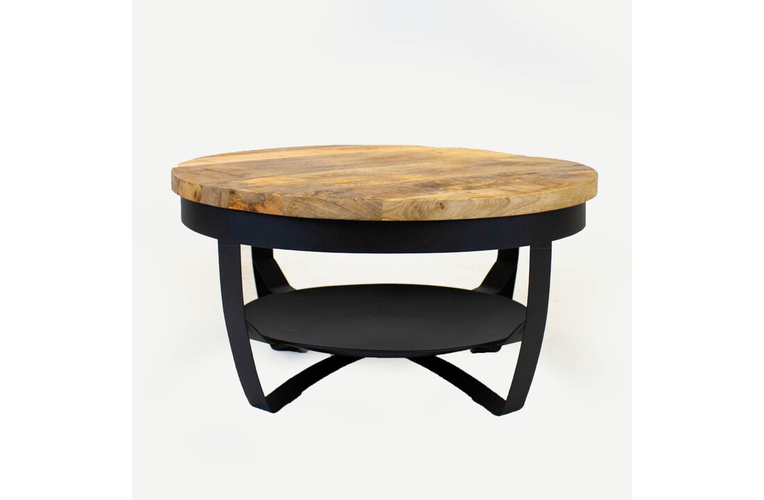 Industriële zwarte ''Baldo'' bijzettafel - B90xD90xH43 cm