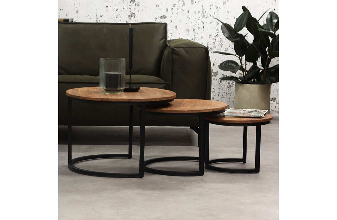 Industriële bruine ''Cambridge'' salontafel - 3 stuks