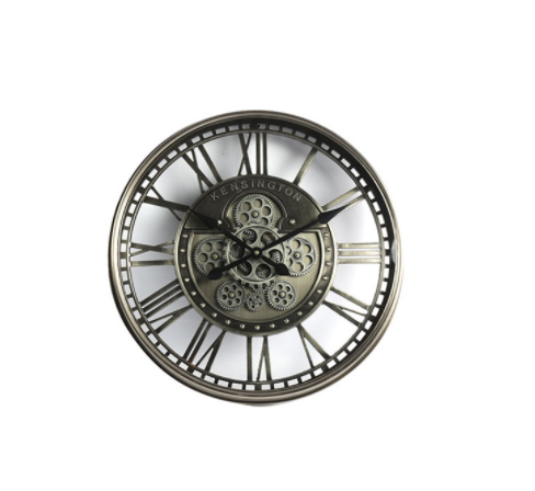 Industriële zilveren Levi wandklok - medium - Ø53,5CM