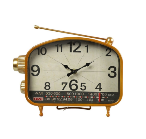 Klassieke brons Radioklok - klein -  7,5x26x20,5cm (LET OP; ALLEEN RADIOLOOK)