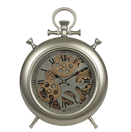 Industriële zilveren tafelklok %27%27Brooks%27%27 - medium - L7B28,5H39,4CM