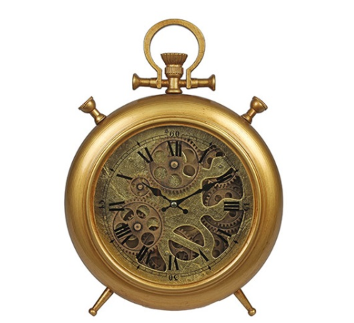 Industriële gouden tafelklok %27%27Brooks%27%27 - medium - L7B28,5H39,4CM