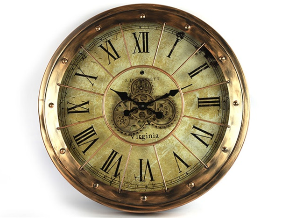 Industriële gouden wandklok met tandwielen %27%27Alford%27%27 - Ø80CM