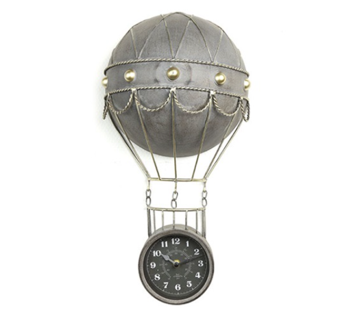 Industriële grijze wandklok luchtballon %27%27Jacques%27%27 - klein - L13,5B26H51CM