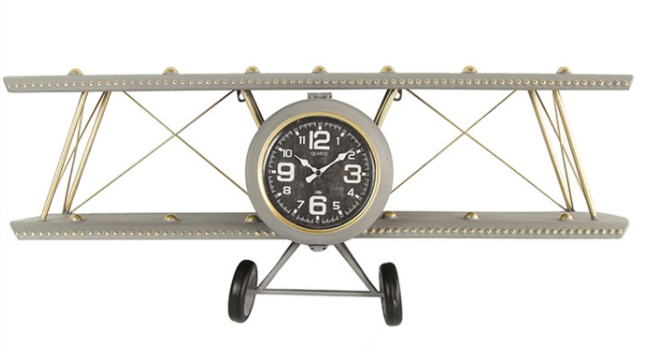 Industriële zilveren klok/plank %27%27Steve%27%27 - L22,5B90H37CM