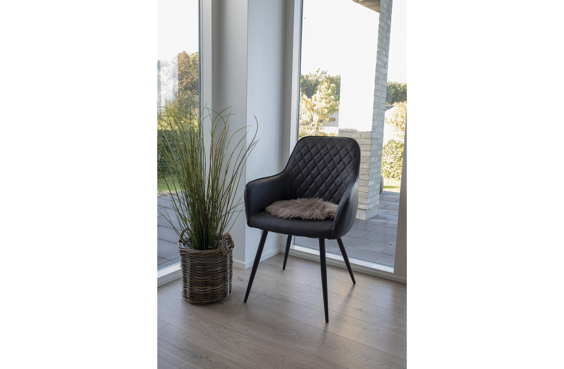 Bruin imitatie schapenvacht kussen - rond - Ø35 cm
