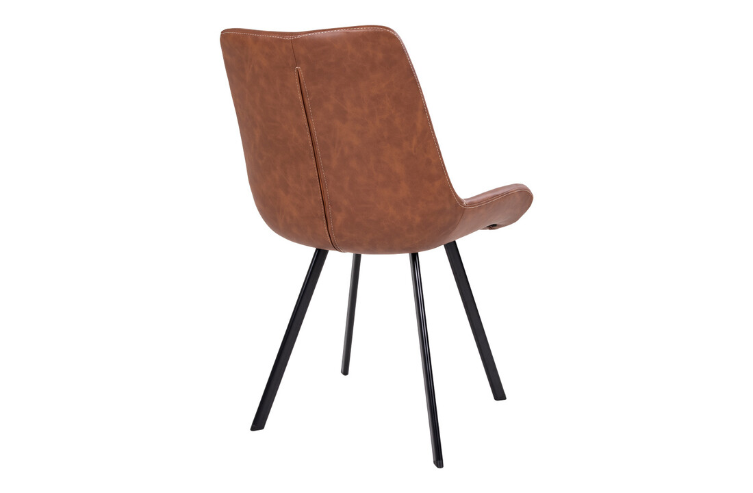 Industriële bruine lederen eetkamerstoel ''Drammen'' - zithoogte 46cm