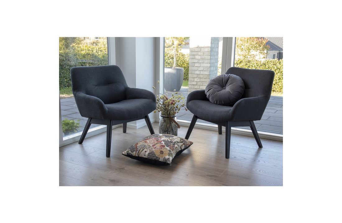 Grijze fauteuil ''London'' met zwarte poten - zithoogte 40cm