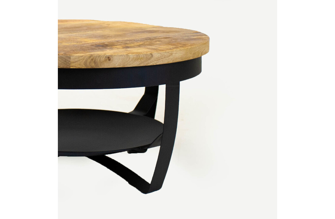 Industriële zwarte ''Baldo'' bijzettafel - B90xD90xH43 cm