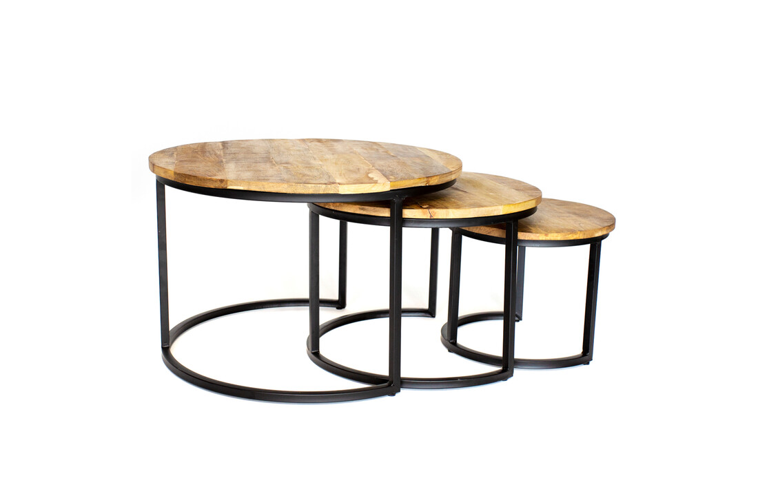 Industriële bruine ''Cambridge'' salontafel - 3 stuks