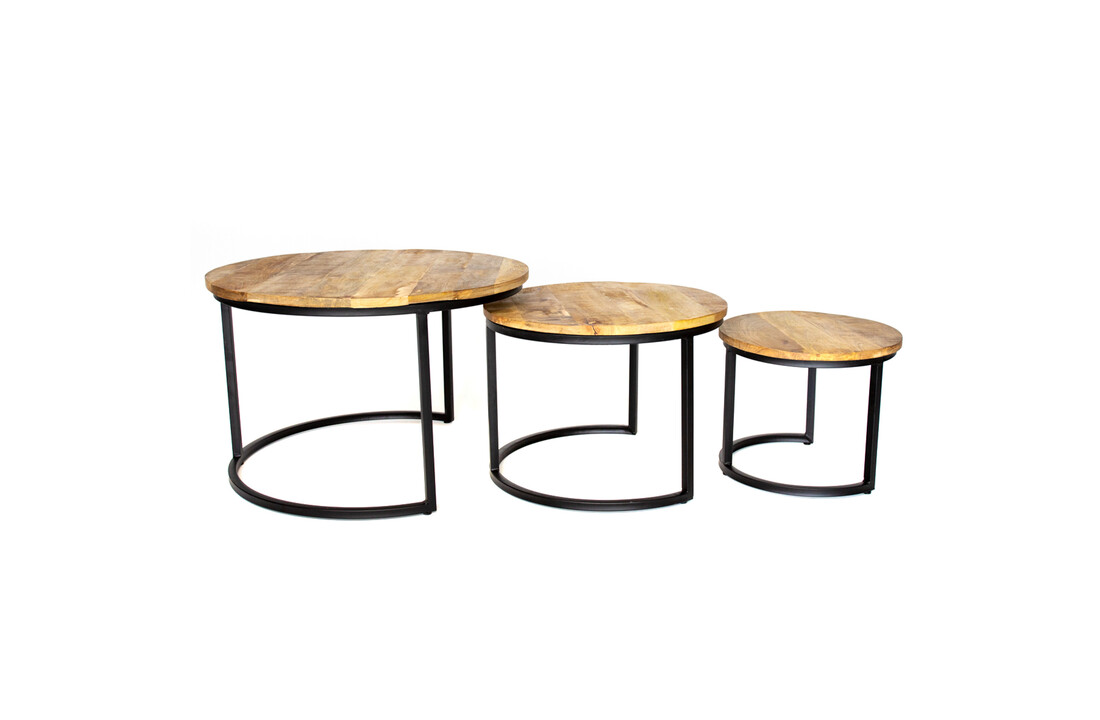 Industriële bruine ''Cambridge'' salontafel - 3 stuks