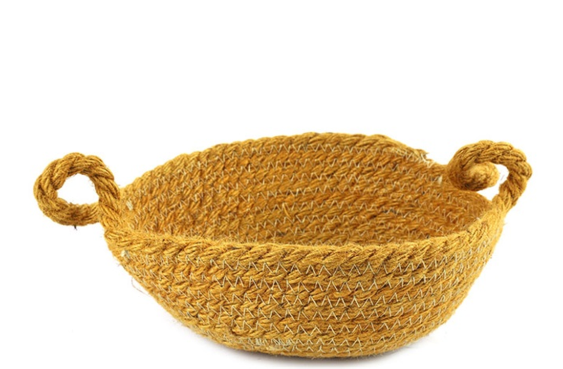 Mand met handvatten S geel "Wanda" - L18xB18xH9 CM
