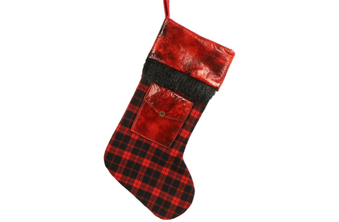 Kerstsok rood "Sukka" - L16xB2xH35 CM
