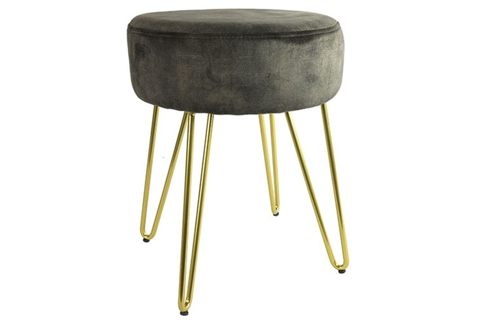 Industriële antraciete %27%27Cheswold%27%27 kruk - L35,5xB35,5xH44 cm