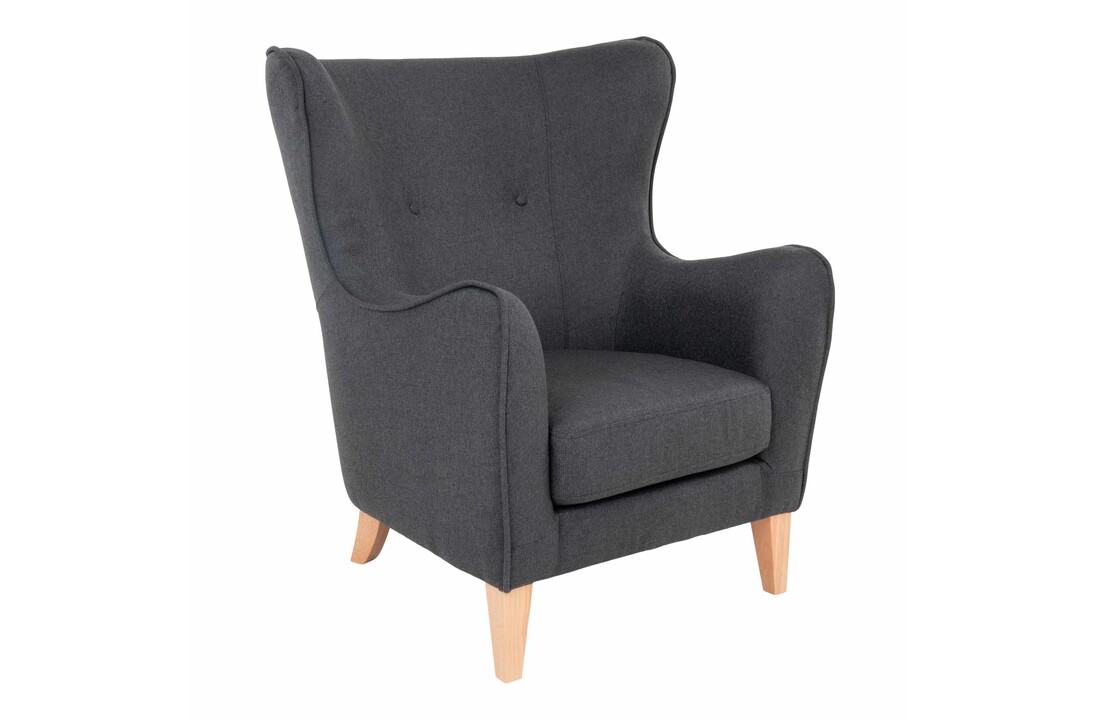 Scandinavische stoel in donkergrijs met natuurlijke poten "Campo" - L87xB87xH103 CM