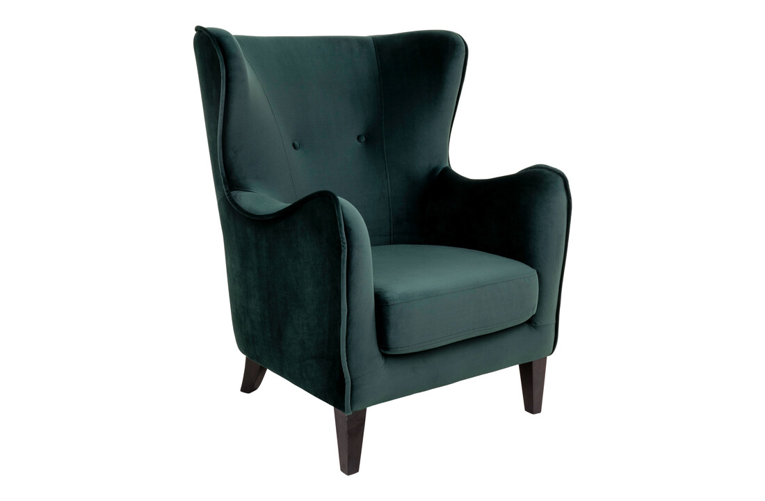 Scandinavische stoel in donkergroen fluweel met zwarte poten "Campo" L87xB87xH103 CM