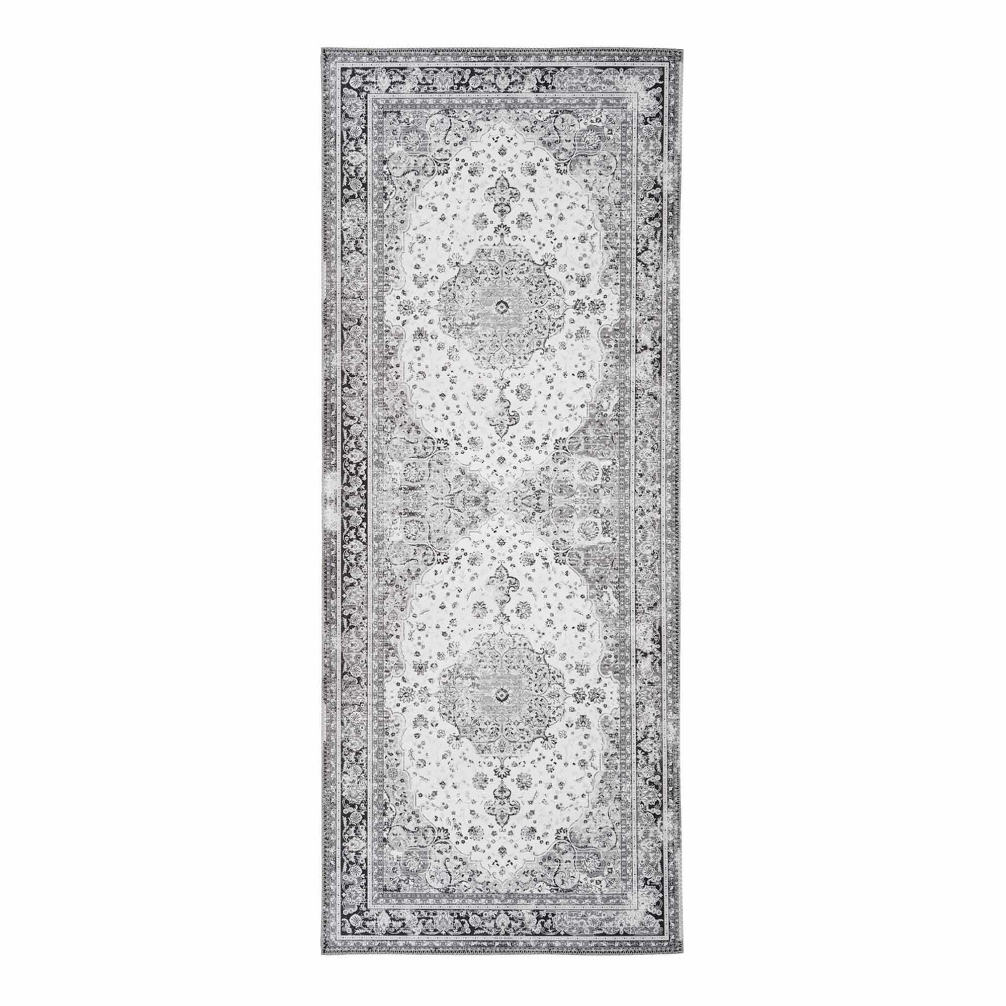 Moderne zwart/witte %27%27Havana%27%27 vloerkleed hal - L80xB200xH1 cm