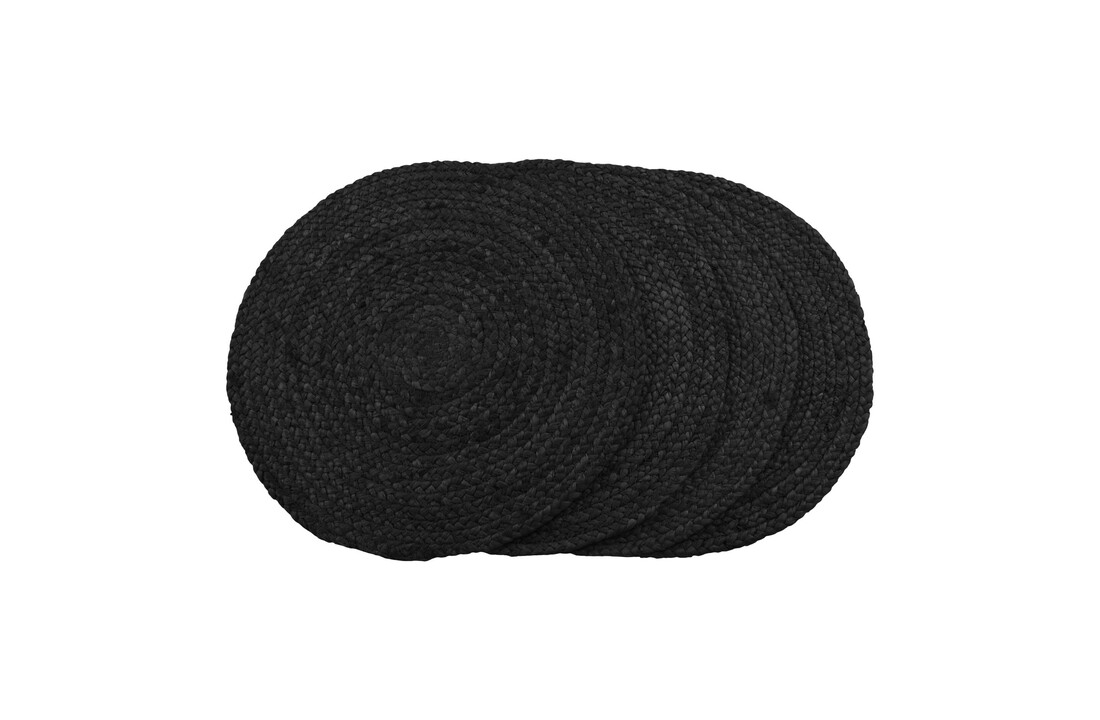Moderne zwarte jute ''Bombay'' placemat - L38xB38xH0,5 cm