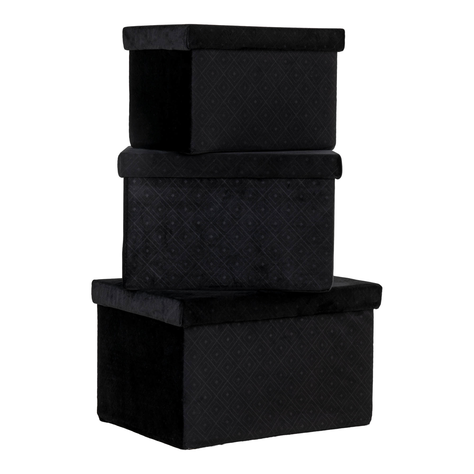 Moderne zwarte %27%27Monza%27%27 opslagdozen - 3 stuks