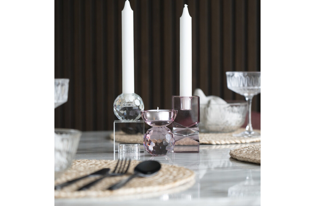 Moderne roze ''Burano'' kaarshouder - L7xB7xH8,5 cm