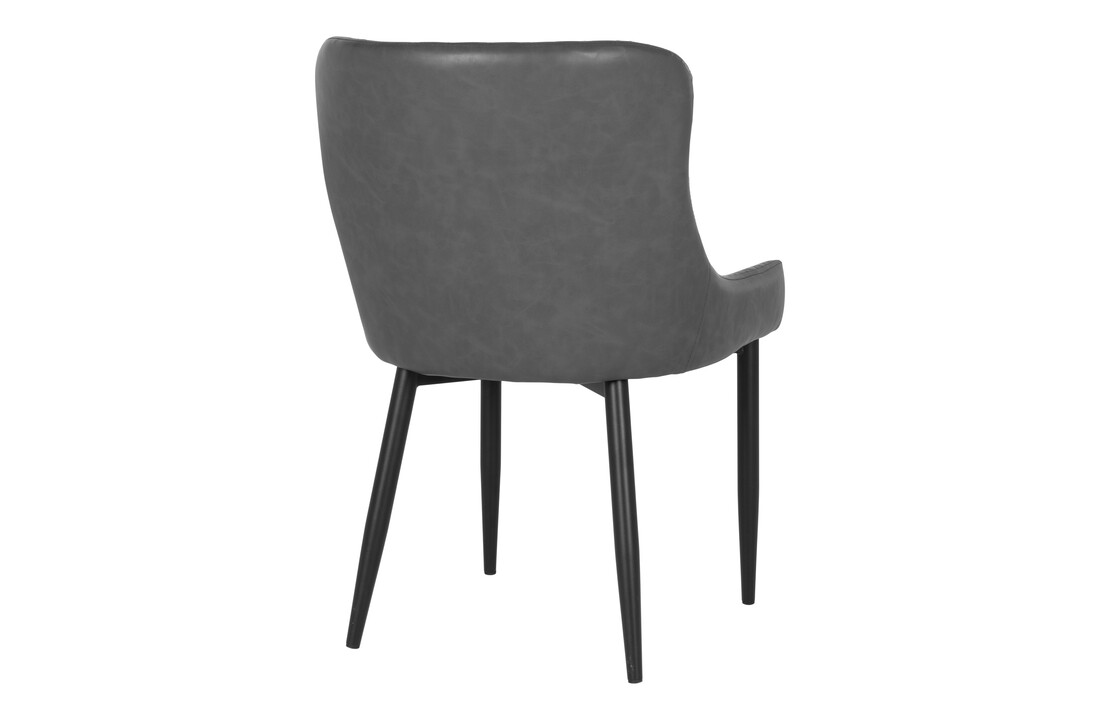Industriële eetkamerstoel in donkergrijs PU met zwarte poten "Boston" - L62.5xB52xH82 CM