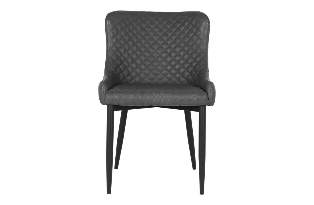 Industriële eetkamerstoel in donkergrijs PU met zwarte poten "Boston" - L62.5xB52xH82 CM