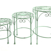 Industriële groene %27%27Daisy%27%27 ronde plant stand - 3 stuks