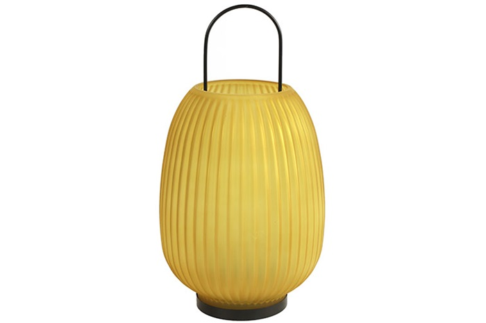 Moderne gele %27%27Davin %27%27 windlicht rond L - L17,5xB17,5xH34,5 cm