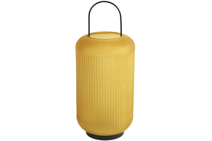 Moderne gele %27%27Davin %27%27 windlicht rond L - L17,5xB17,5xH40 cm