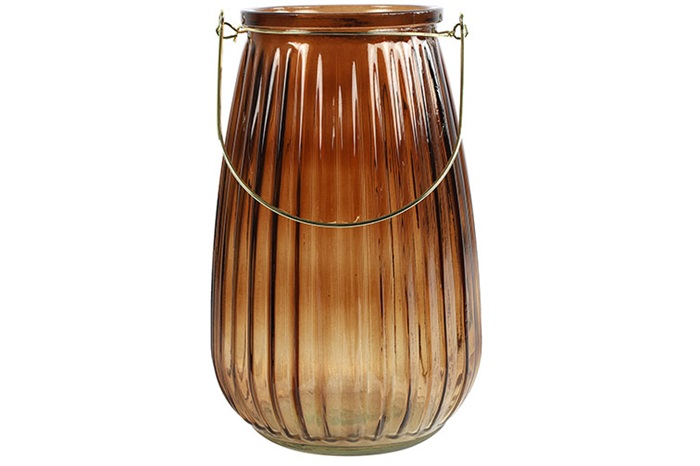 Industriële bruine %27%27Eamon%27%27 windlicht rond- L19xB19xH29 cm Industriële bruine %27%27Eamon%27%27 windlicht rond- L19xB19xH29 cm