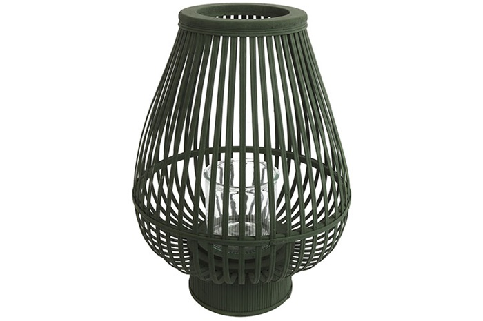 Industriële leger groene %27%27Bjarne %27%27 windlicht rond L - L35xB35xH45 cm