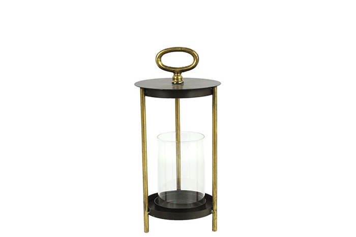 Moderne zwarte %27%27Rendor %27%27 windlicht rond S - L15xB15xH32 cm