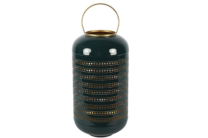 Moderne blauw groene %27%27Salina %27%27 windlicht rond L - L24,5xB24xH45 cm