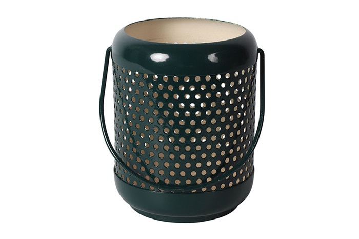 Moderne blauw groene %27%27Shanti %27%27 windlicht rond M - L13xB13xH16 cm