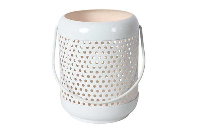 Moderne witte %27%27Shanti %27%27 windlicht rond M - L13xB13xH16 cm