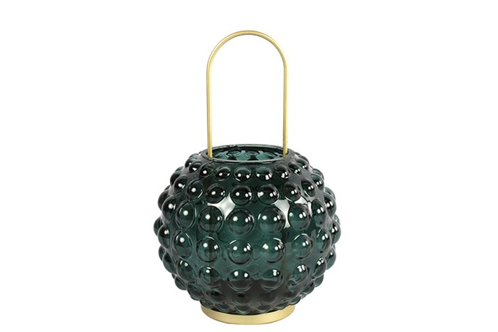 Moderne groene %27%27Perly%27%27 windlicht rond S - L18xB18xH27 cm Moderne groene %27%27Perly%27%27 windlicht rond S - L18xB18xH27 cm