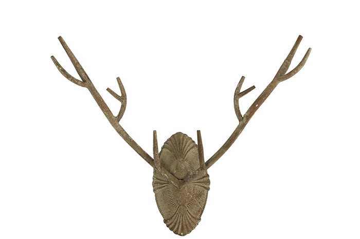 Industriële bruine %27%27Wilbert %27%27 rustiek gewei wanddecoratie S - L15,5xB51xH41 cm