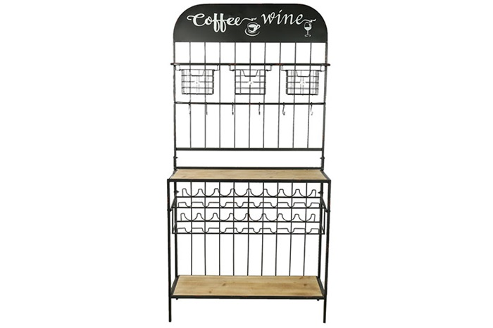 Industriële zwarte %27%27Martello%27%27 wijnrek - L38xB101xH201 cm